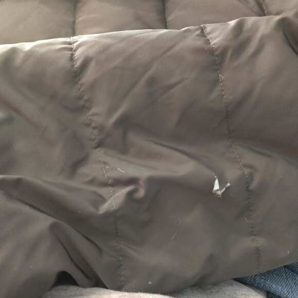 DEFECT Cole Haan Womens Taffeta Down Coat With Bib Deep Forest Size L $250 5D332 - Picture 3 of 3